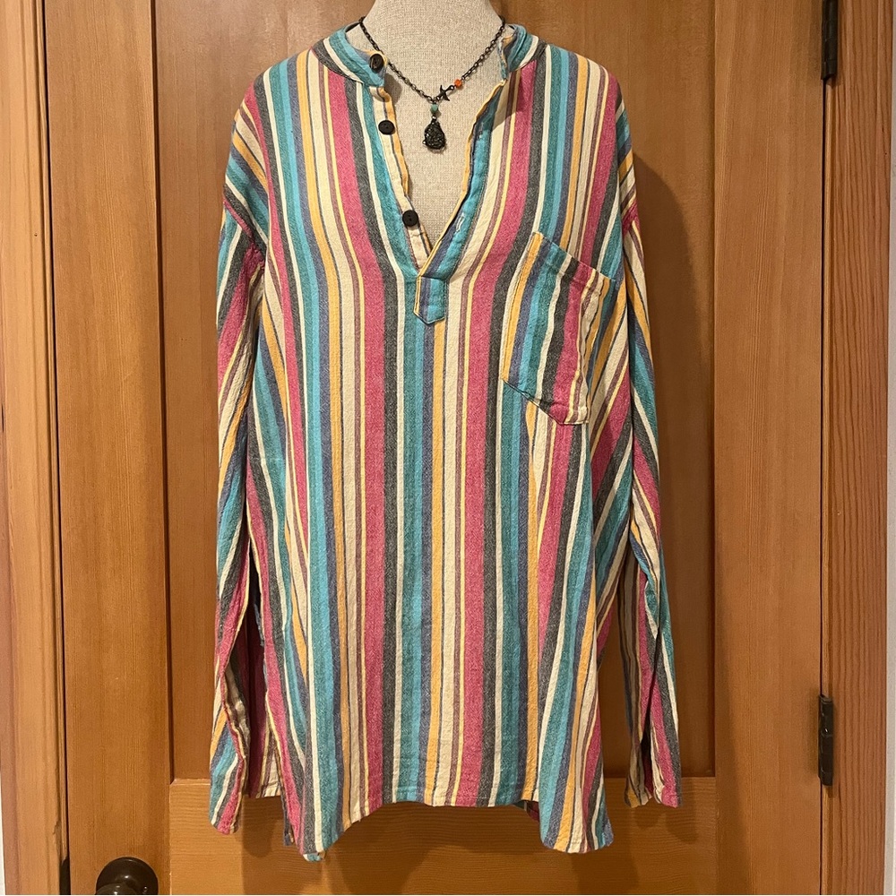 Vintage hippie boho Headshop Amsterdam tunic-length striped top Unisex